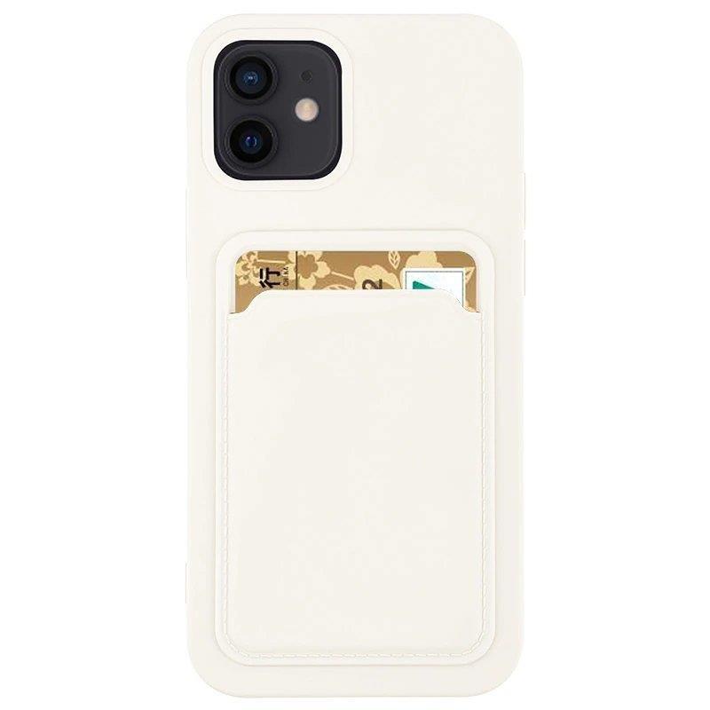 Card Case Silicone Wallet Case med kortlås Dokumenter til Samsung Galaxy A73 hvid