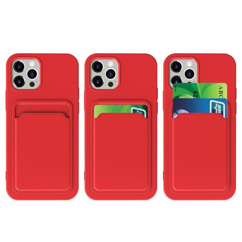 Card Case Silicone Wallet Case med kort slot Dokumenter til Samsung Galaxy A73 pink