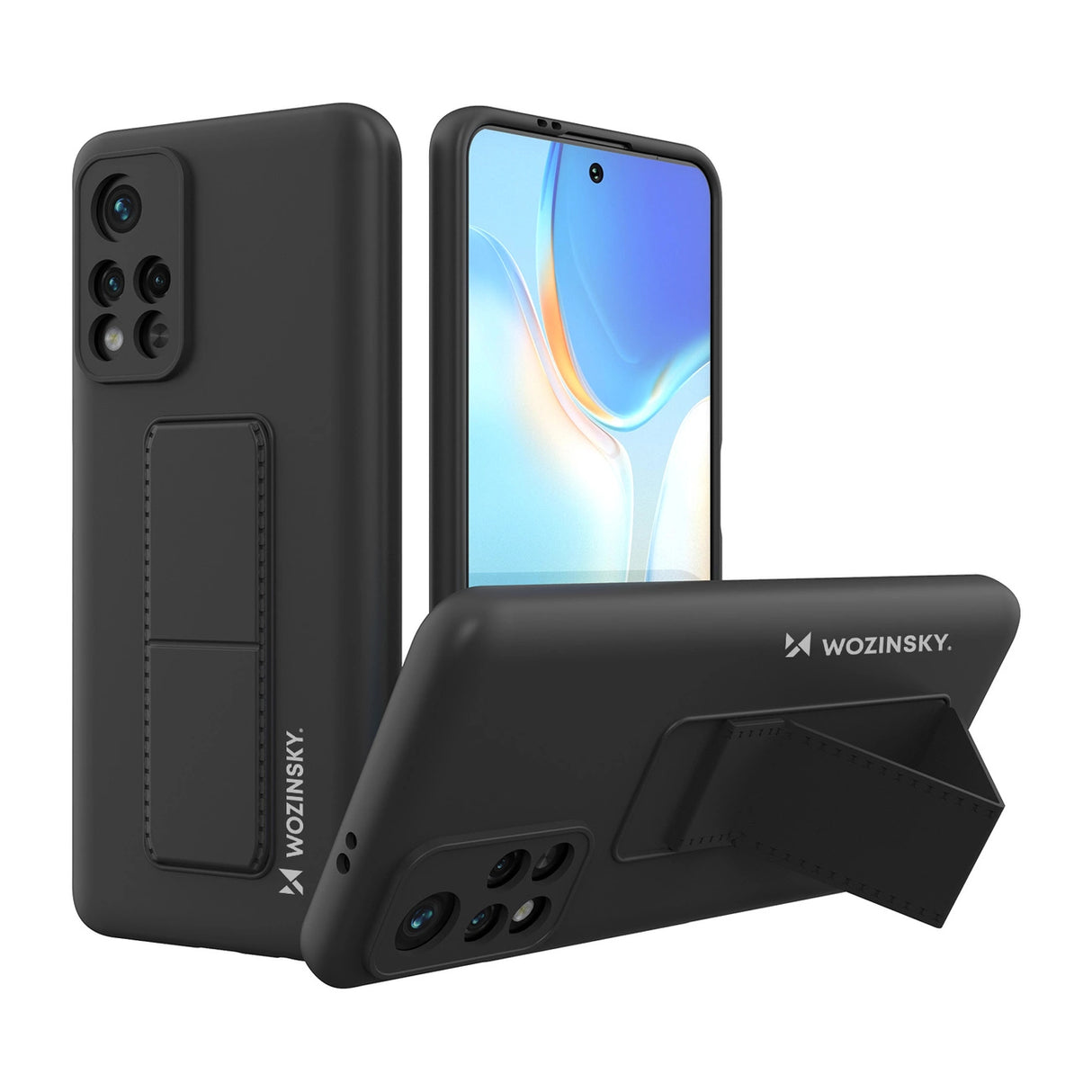 Wozinsky Kickstand Case Silicone Stand Cover til Xiaomi Redmi Note 11S / Note 11 sort
