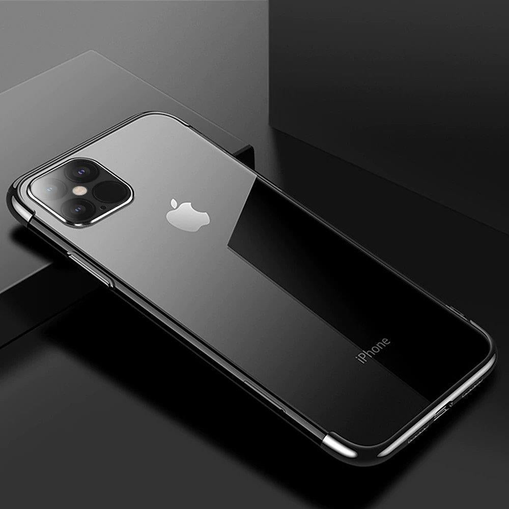 Clear Color case TPU gel cover med metalramme til Xiaomi Redmi Note 11S / Note 11 sort