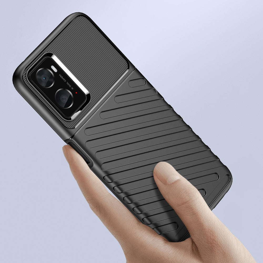 Thunder Case fleksible pansrede cover til Oppo A76 / Oppo A36 / Realme 9i sort