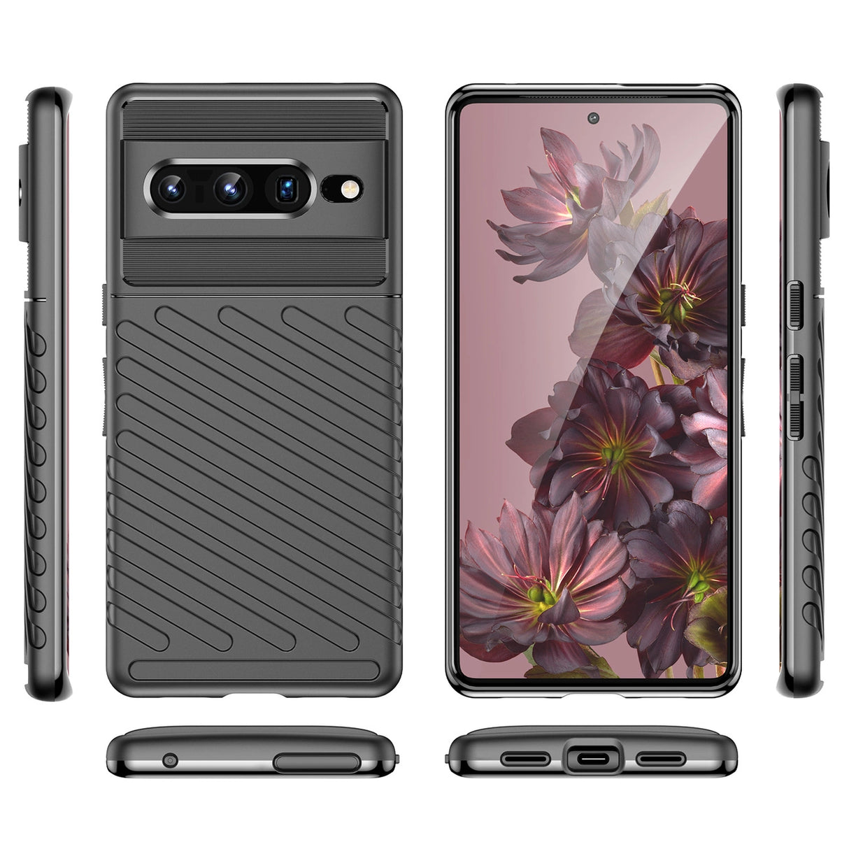 Thunder Case fleksibelt pansret cover til Google Pixel 7 Pro sort