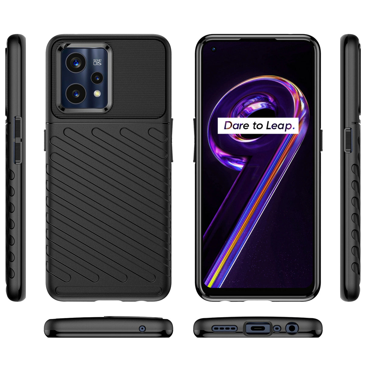 Thunder Case Fleksibel pansret dækning til Realme 9 Pro + (9 Pro Plus) sort