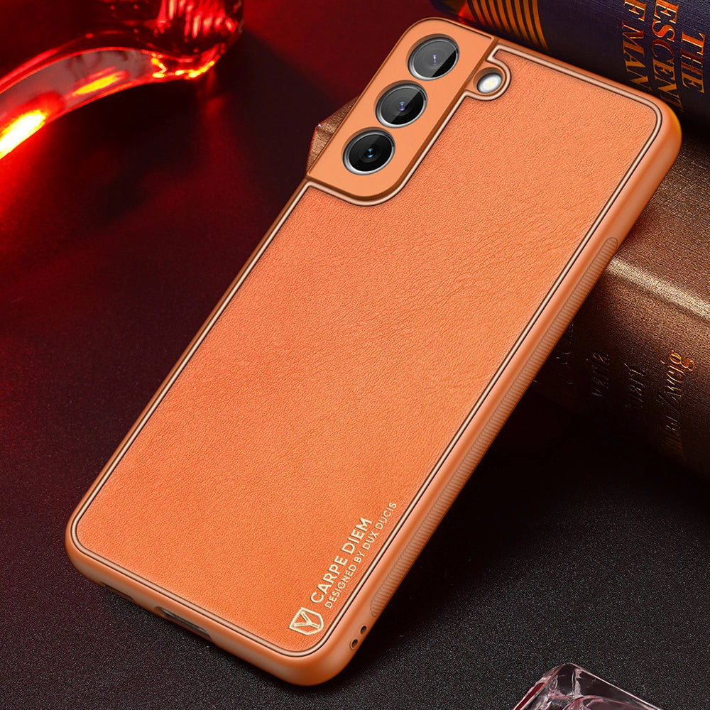 Dux Ducis Yolo elegant cover lavet af økologisk læder til Samsung Galaxy S22 + (S22 Plus) orange