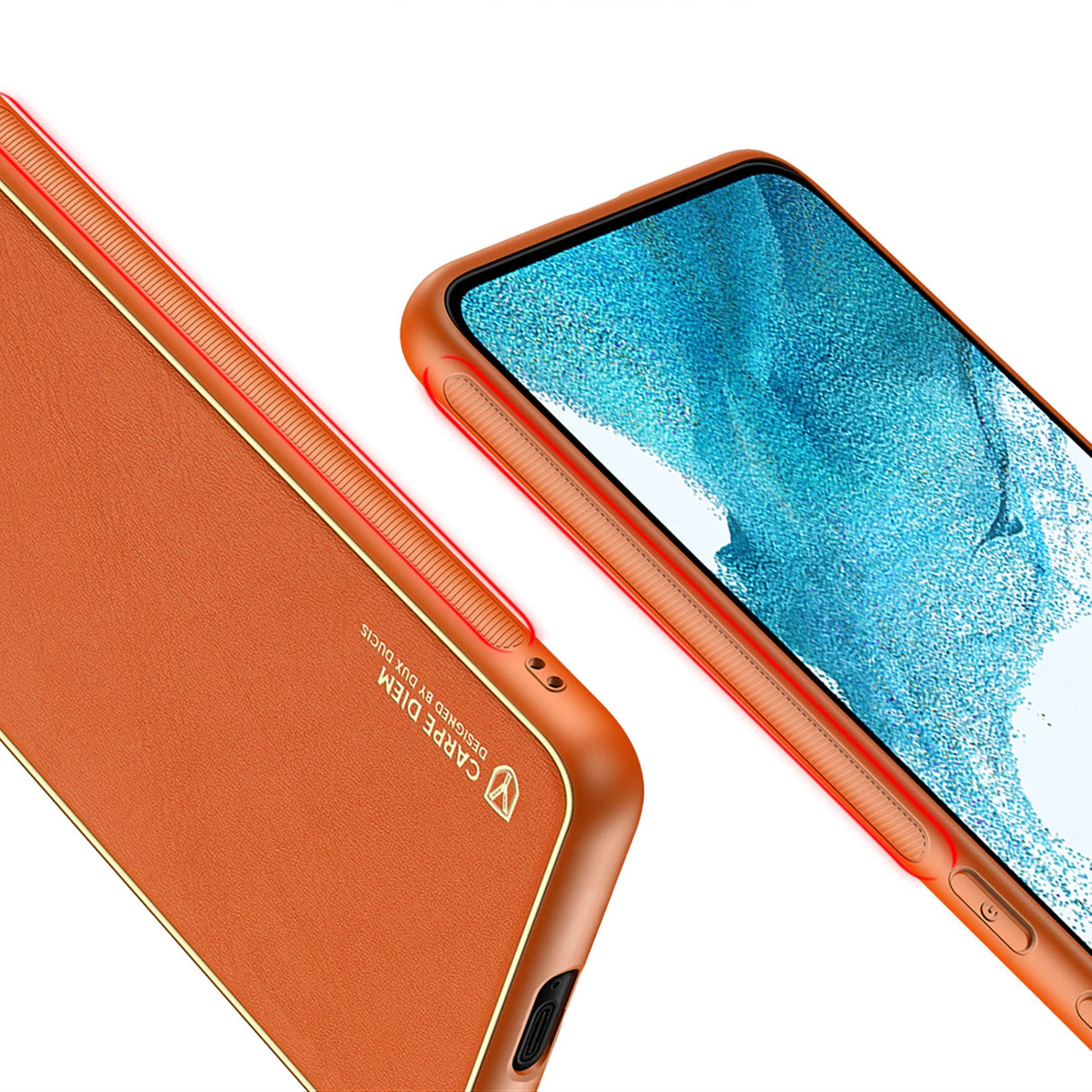 Dux Ducis Yolo elegant cover lavet af økologisk læder til Samsung Galaxy S22 + (S22 Plus) orange