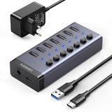 Ugreen multifunktionelle HUB 7in1 USB Type C - 7x USB Type A 3.0 PD DC 12V grå (CM481)