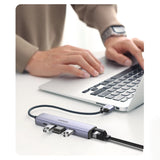 Ugreen multifunktionsadapter HUB USB 3.0 - 3 x USB / Ethernet RJ-45 / USB Type C PD grå (CM475)