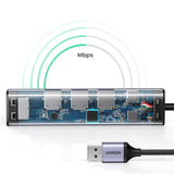 Ugreen multifunktionsadapter HUB USB 3.0 - 3 x USB / Ethernet RJ-45 / USB Type C PD grå (CM475)