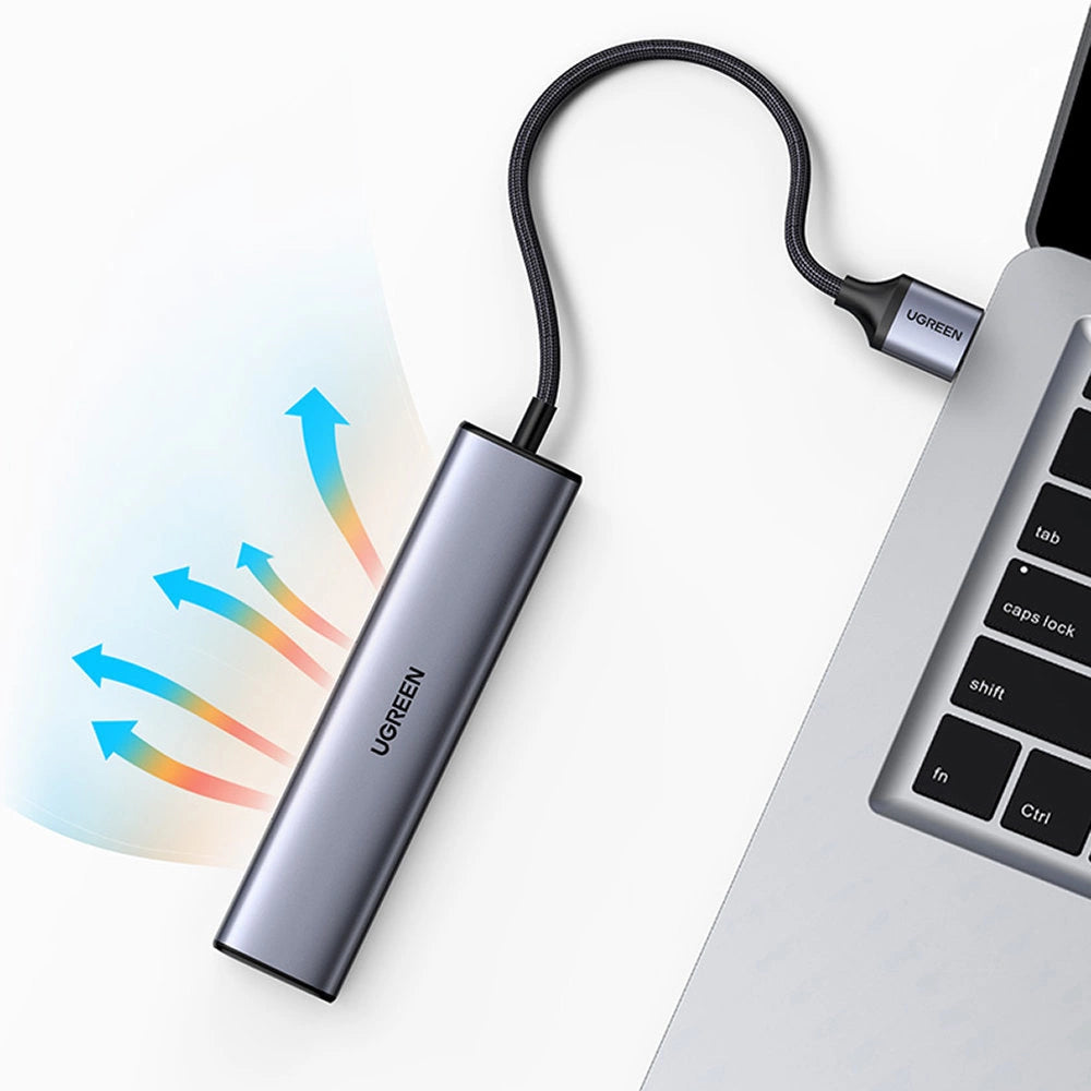 Ugreen multifunktionsadapter HUB USB 3.0 - 3 x USB / Ethernet RJ-45 / USB Type C PD grå (CM475)