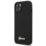 Guess GUHMP13MLSLMGBK iPhone 13 6.1" sort/sort hardcase Silicone Script Gold Logo Magsafe