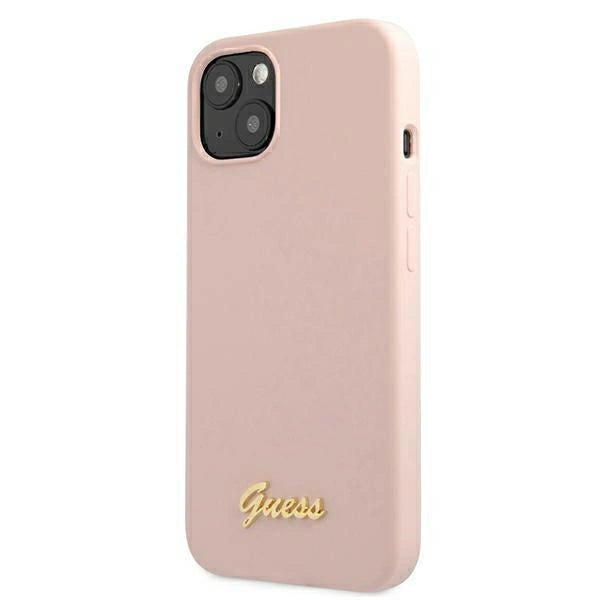 Guess GUHMP13MLSLMGLP iPhone 13 6.1" lyserød/lyserød hardcase Silicone Script Gold Logo Magsafe