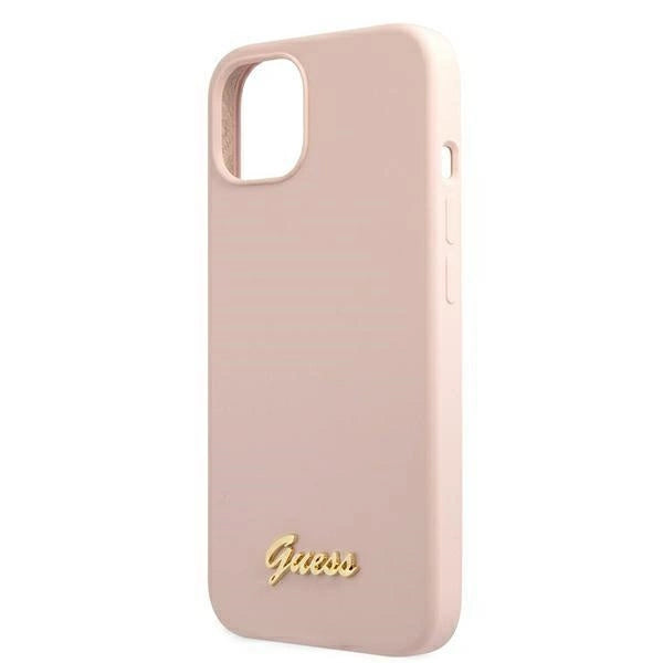 Guess GUHMP13MLSLMGLP iPhone 13 6.1" lyserød/lyserød hardcase Silicone Script Gold Logo Magsafe