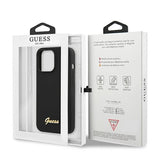 Guess GUHMP13XLSLMGBK iPhone 13 Pro Max 6,7" sort/sort hårdkasse Silikon Script Gold Logo MagSafe