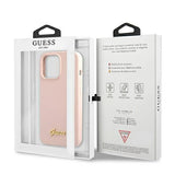 Guess GUHMP13XLSLMGLP iPhone 13 Pro Max 6,7" lyserød/lyserød hardcase Silicone Script Gold Logo Magsafe