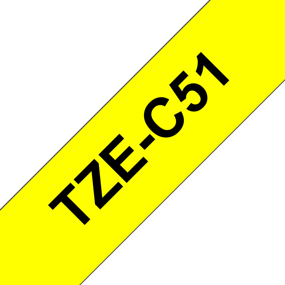 Brother TZE-C51 etiketbånd Sort på fluorescerende gul