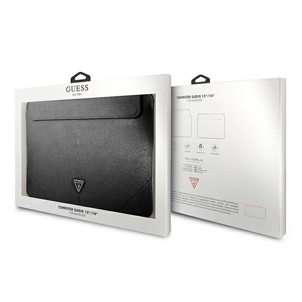 Guess Saffiano Triangle Logo-kasse til en 14" bærbar computer - sort