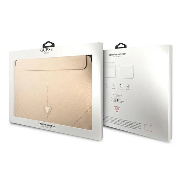 Guess Saffiano Triangle Logo case til en 16" laptop - beige