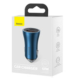 Baseus Golden Contactor Max fast car charger USB + USB type C 60 W Quick Charge blue (CGJM000103)