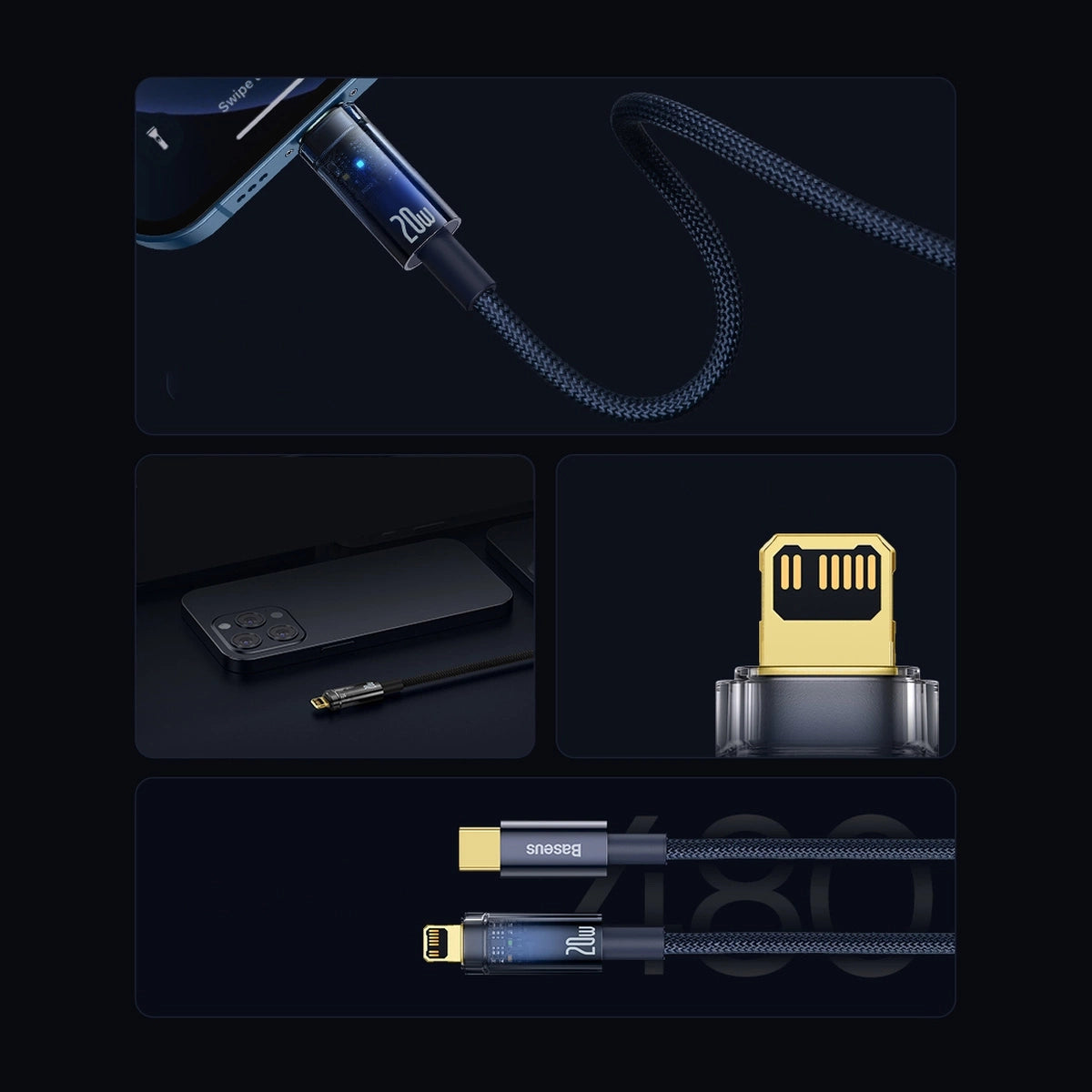 Baseus CATS000003 Lightning - USB-C kabel 20W 480Mb/s 1m - blå