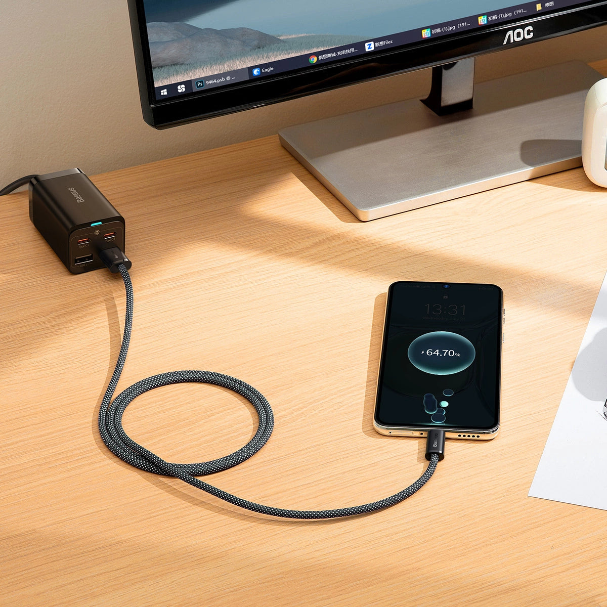 Baseus Dynamic Series USB-kabel - USB Type C 100W 1m grå (CALD000616)