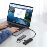 Baseus Lite Series HUB 4-Port (USB-A til 4xUSB-A 3.0) 0,25m sort (WKQX030001)