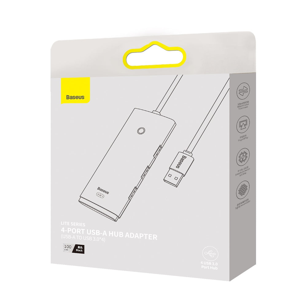 Baseus Lite Series HUB adapter USB-A til 4xUSB-A 3.0 5Gb / s sort (WKQX030101)