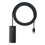 Baseus Lite Series HUB 4-Port (USB-A til 4xUSB-A 3.0) 2m sort (WKQX030201)