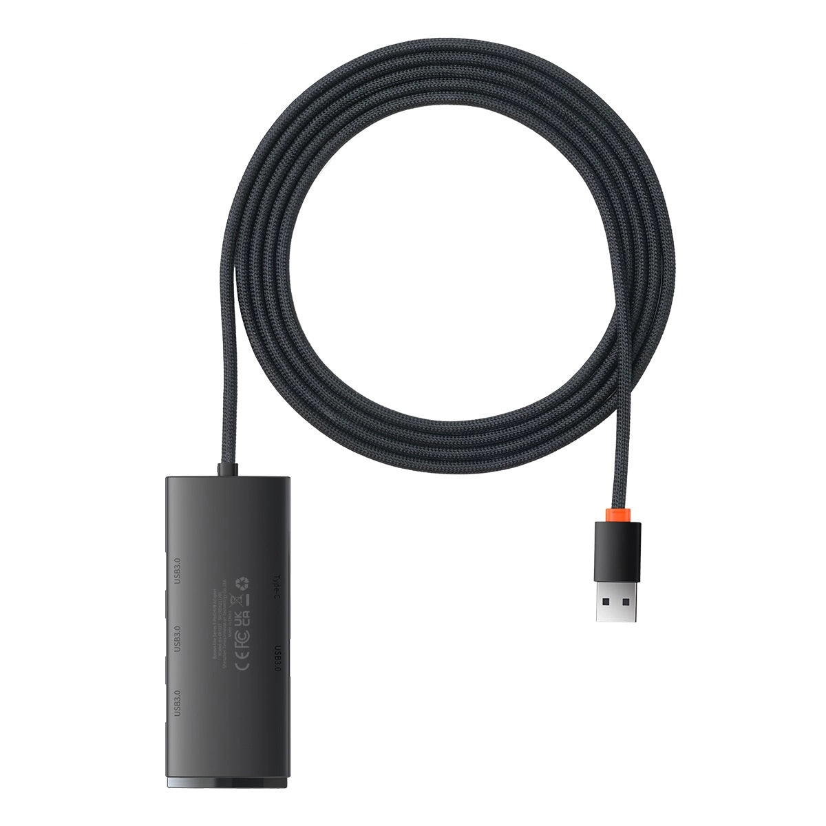 Baseus Lite Series HUB 4-Port (USB-A til 4xUSB-A 3.0) 2m sort (WKQX030201)