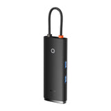 Baseus Lite Series multifunctional HUB USB Type C - 2 x USB 3.0 / USB Type C PD / HDMI 1,4 / SD / TF black (WKQX050101)
