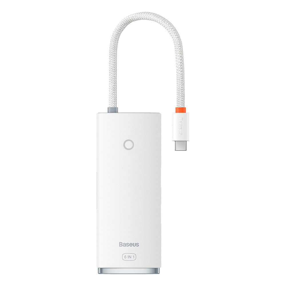 Baseus Lite Series multifunctional HUB USB Type C - 2 x USB 3.0 / USB Type C PD / HDMI 1,4 / SD / TF white (WKQX050102)