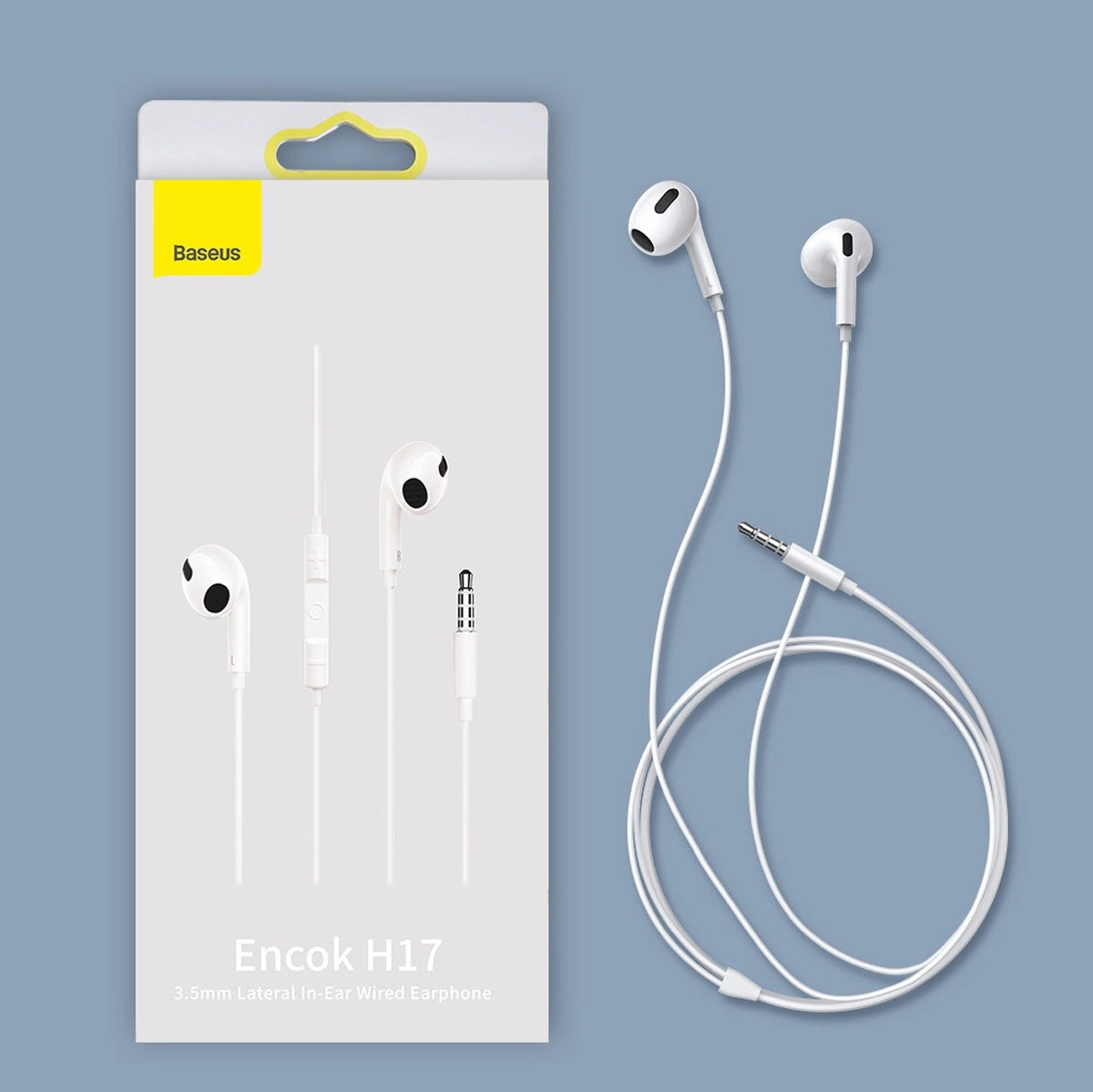 Baseus Encok H17 3,5 mm minijack trådbundne hovedtelefoner hvid (NGCR020002)