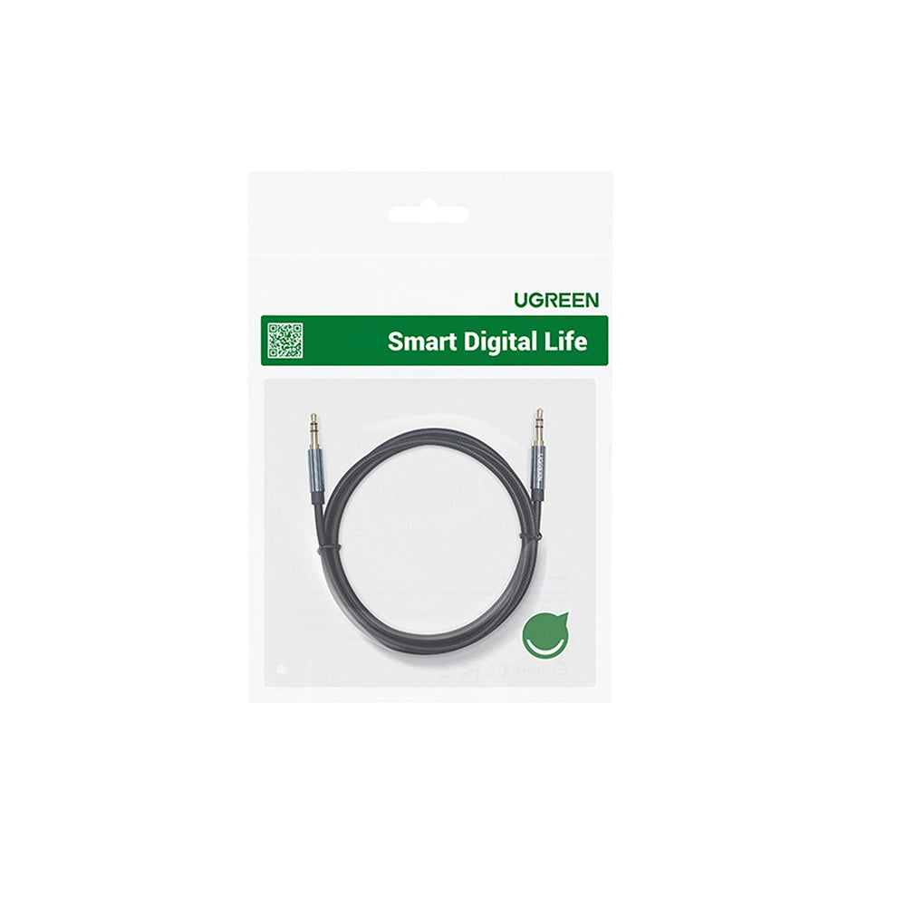 Grønne vinklet AUX-kabel 2 x mini jack 3,5 mm 1m blå (AV112)