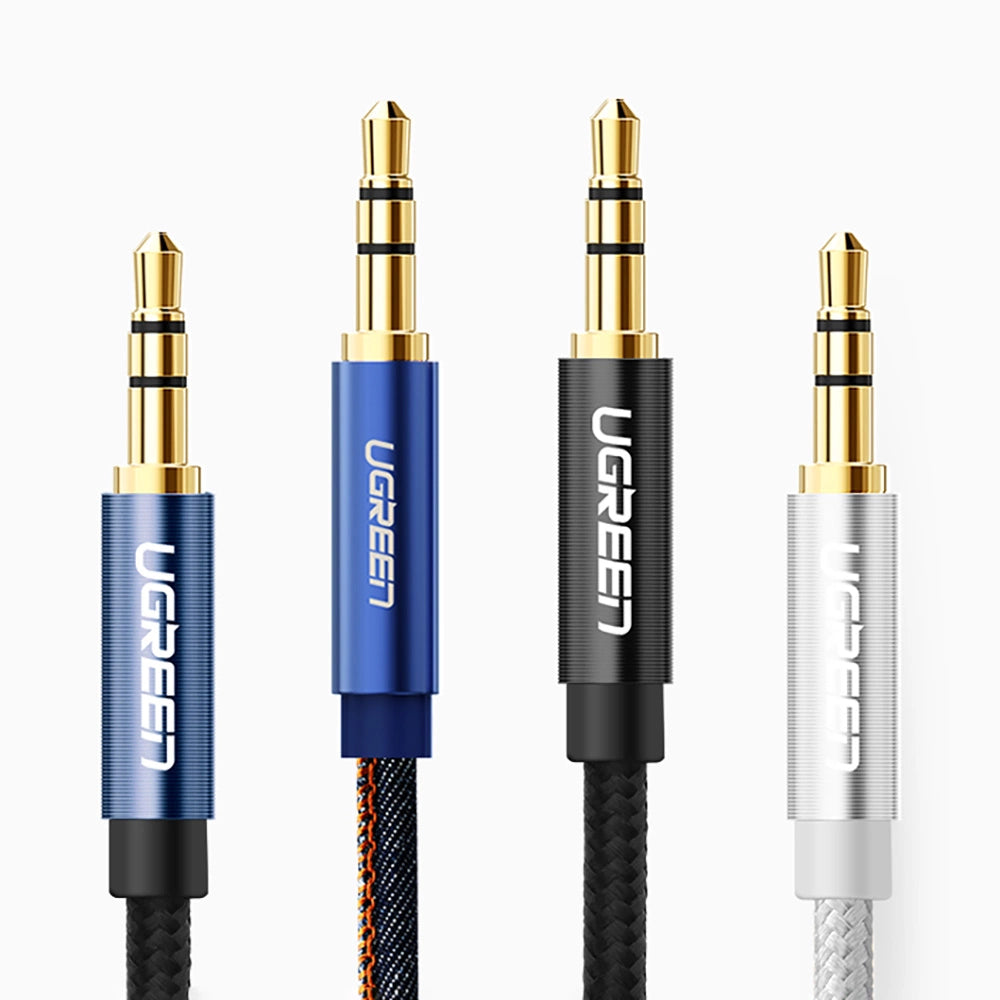 Grønne vinklet AUX-kabel 2 x mini jack 3,5 mm 1m blå (AV112)