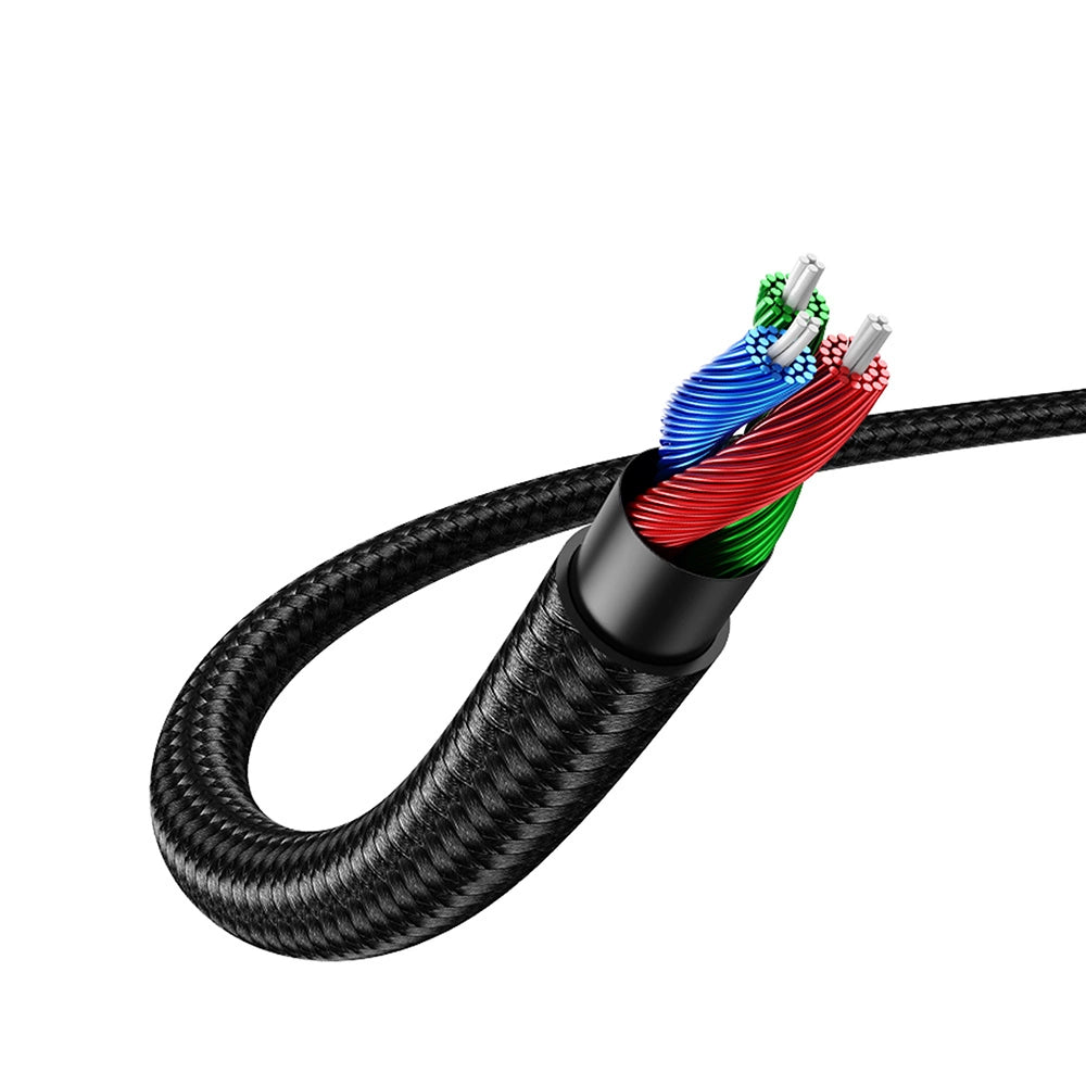 Grønne vinklet AUX-kabel 2 x mini jack 3,5 mm 1m blå (AV112)