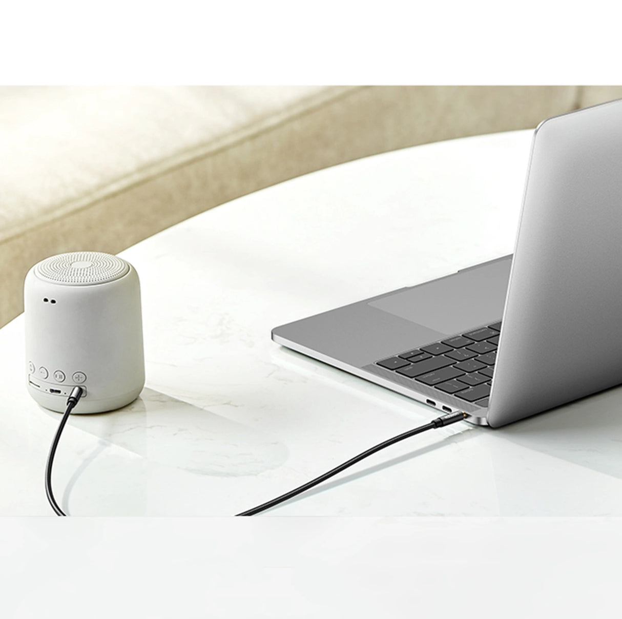 Grønne vinklet AUX-kabel 2 x mini jack 3,5 mm 1m blå (AV112)
