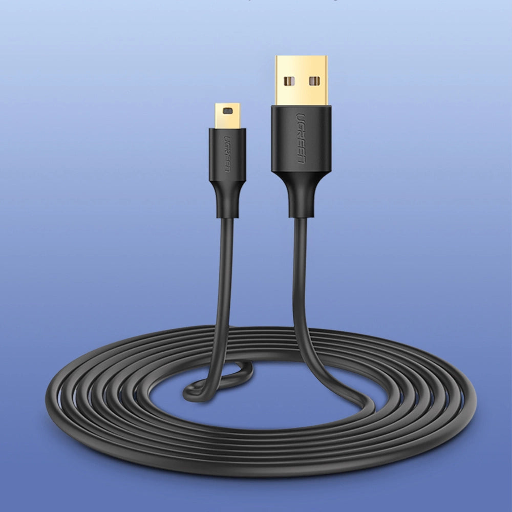 Ugreen 5 pin guldbelagt USB-kabel - mini USB 0,25m sort (US132)