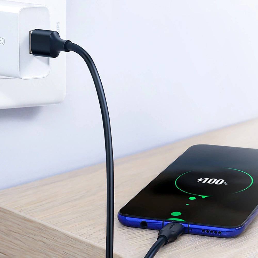 Grøn US287 60114 USB-A / USB-C 3A kabel 0,25 m - sort