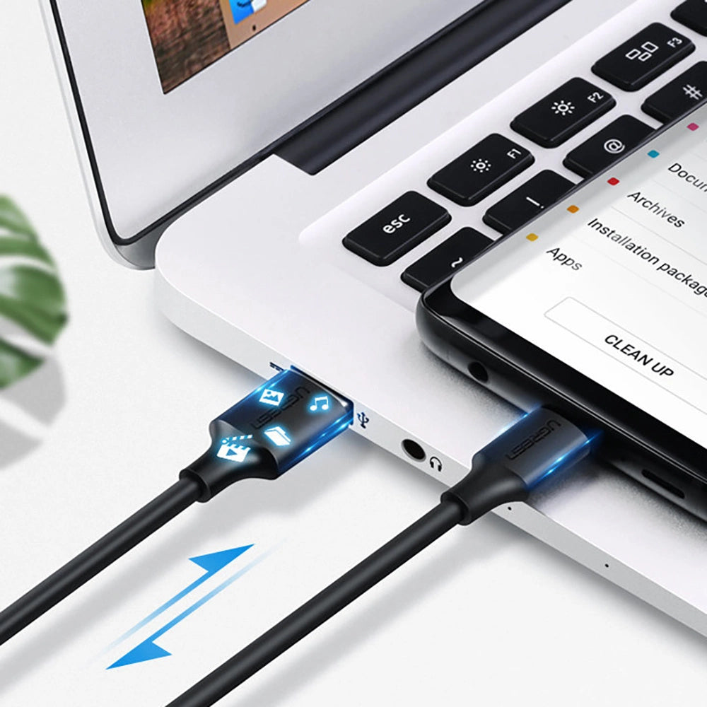 Grøn US287 60114 USB-A / USB-C 3A kabel 0,25 m - sort