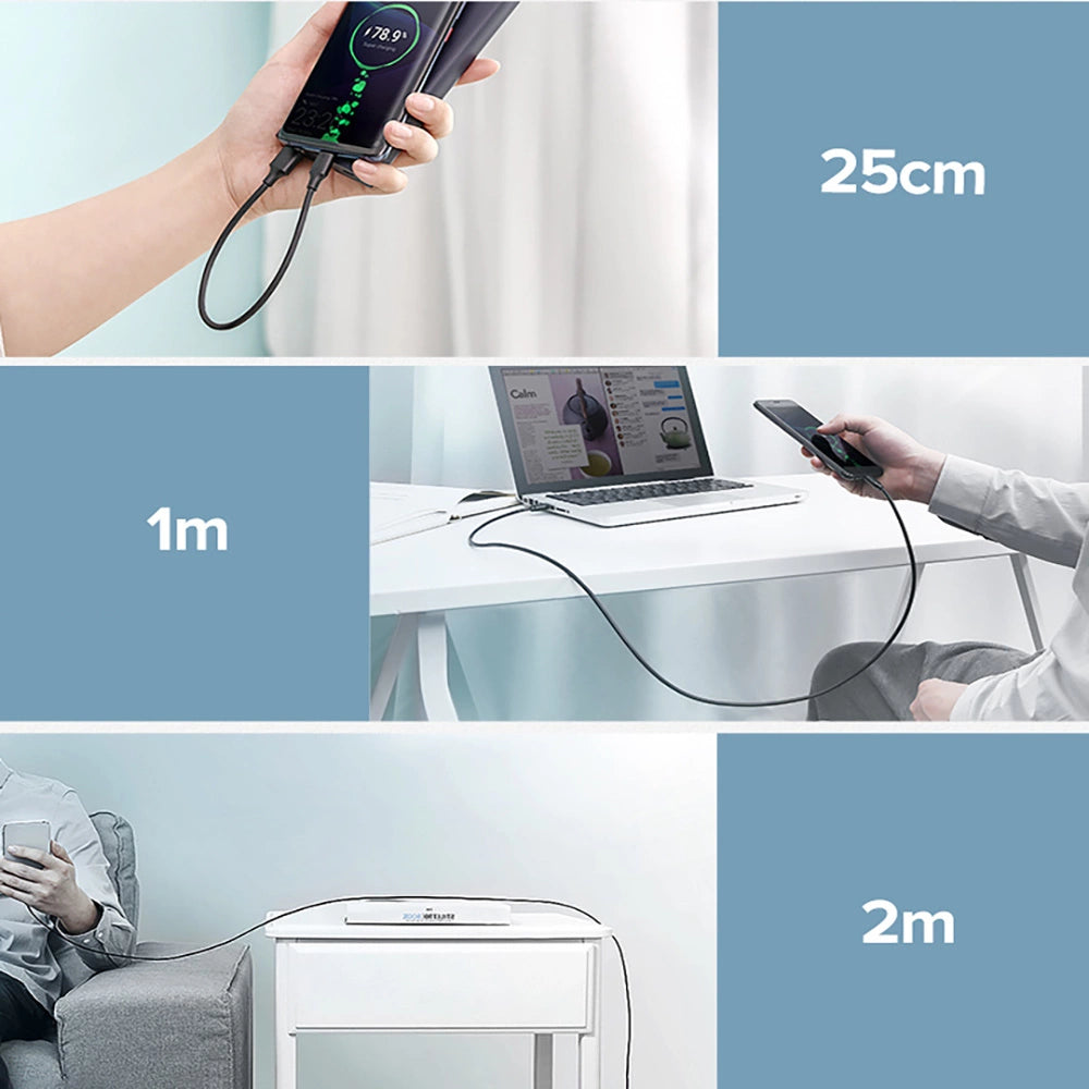 Grøn US287 60114 USB-A / USB-C 3A kabel 0,25 m - sort