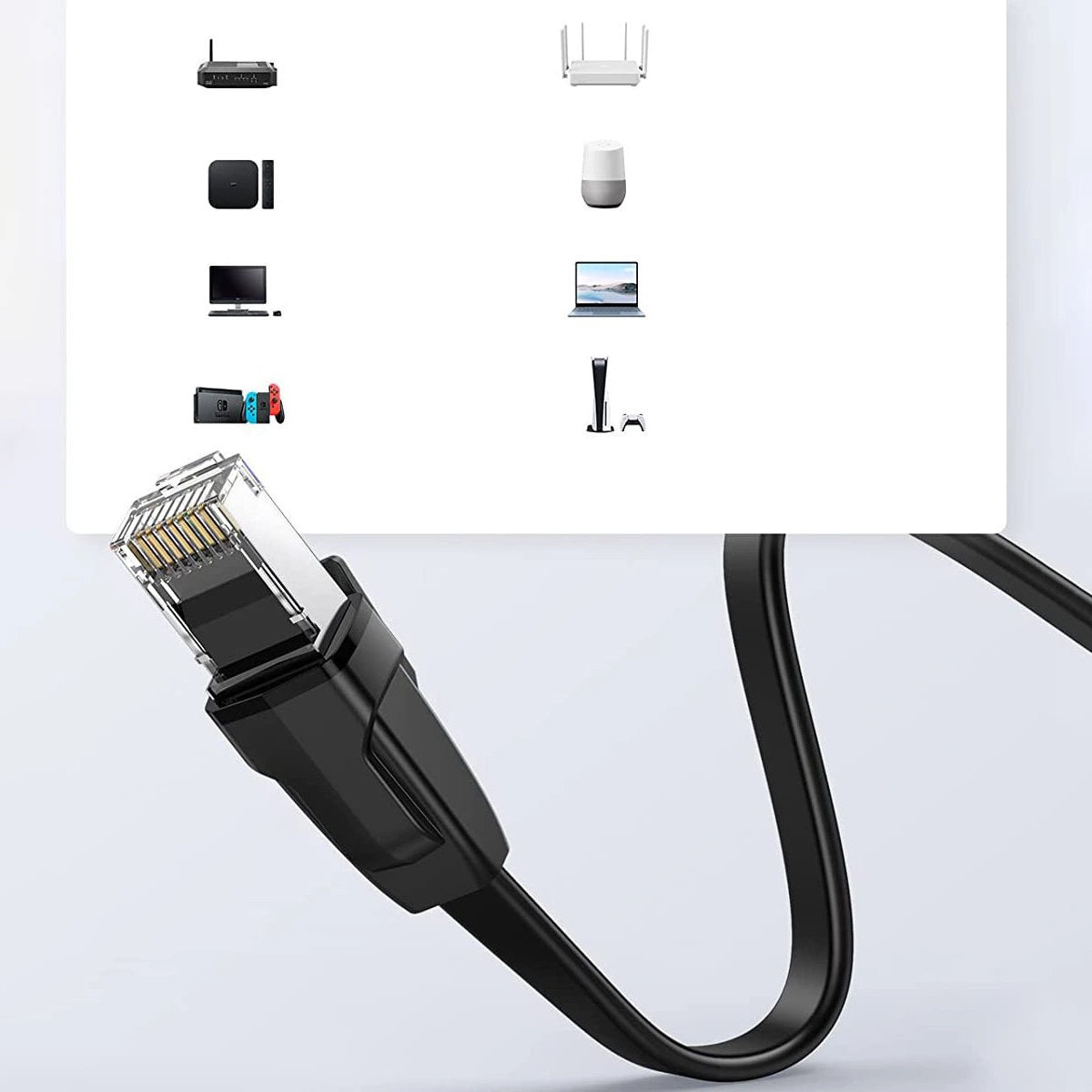 Ugreen NW102 50175 flad LAN Ethernet kabel Cat. 6 3m - sort