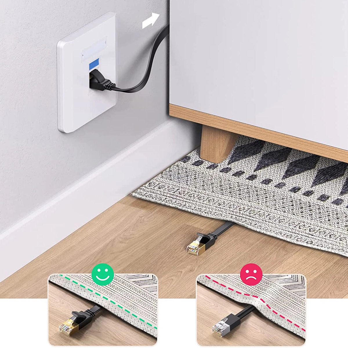 Ugreen NW102 50179 Flat LAN Ethernet Cat. 6 Netværkskabel 12m - sort