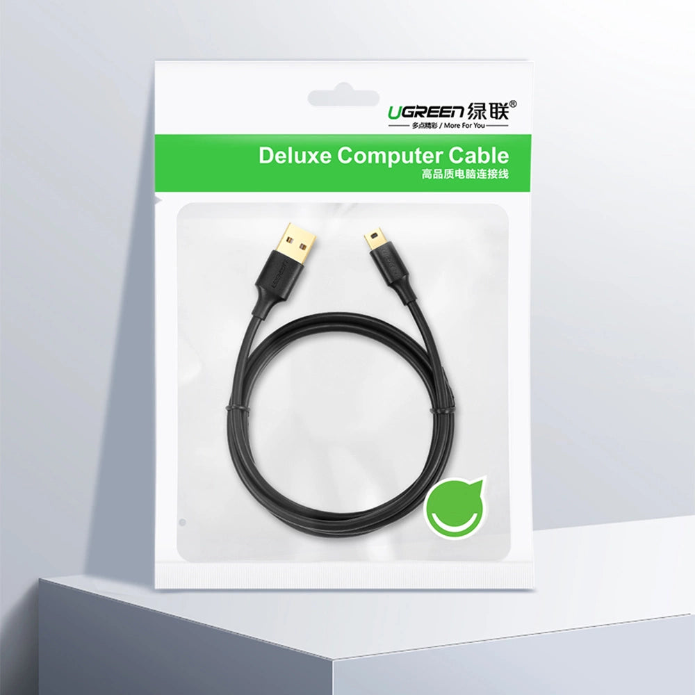 Ugreen 5 pin guldbelagt USB-kabel - mini USB 0,5 m sort (US132)