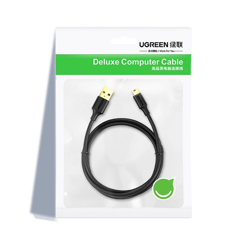 Ugreen 5 pin guldbelagt USB-kabel - mini USB 0,5 m sort (US132)