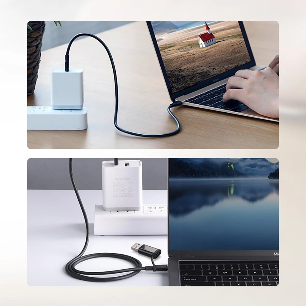 Grøn US286 USB-C - USB-C 3A 480Mb/s kabel 3m - sort