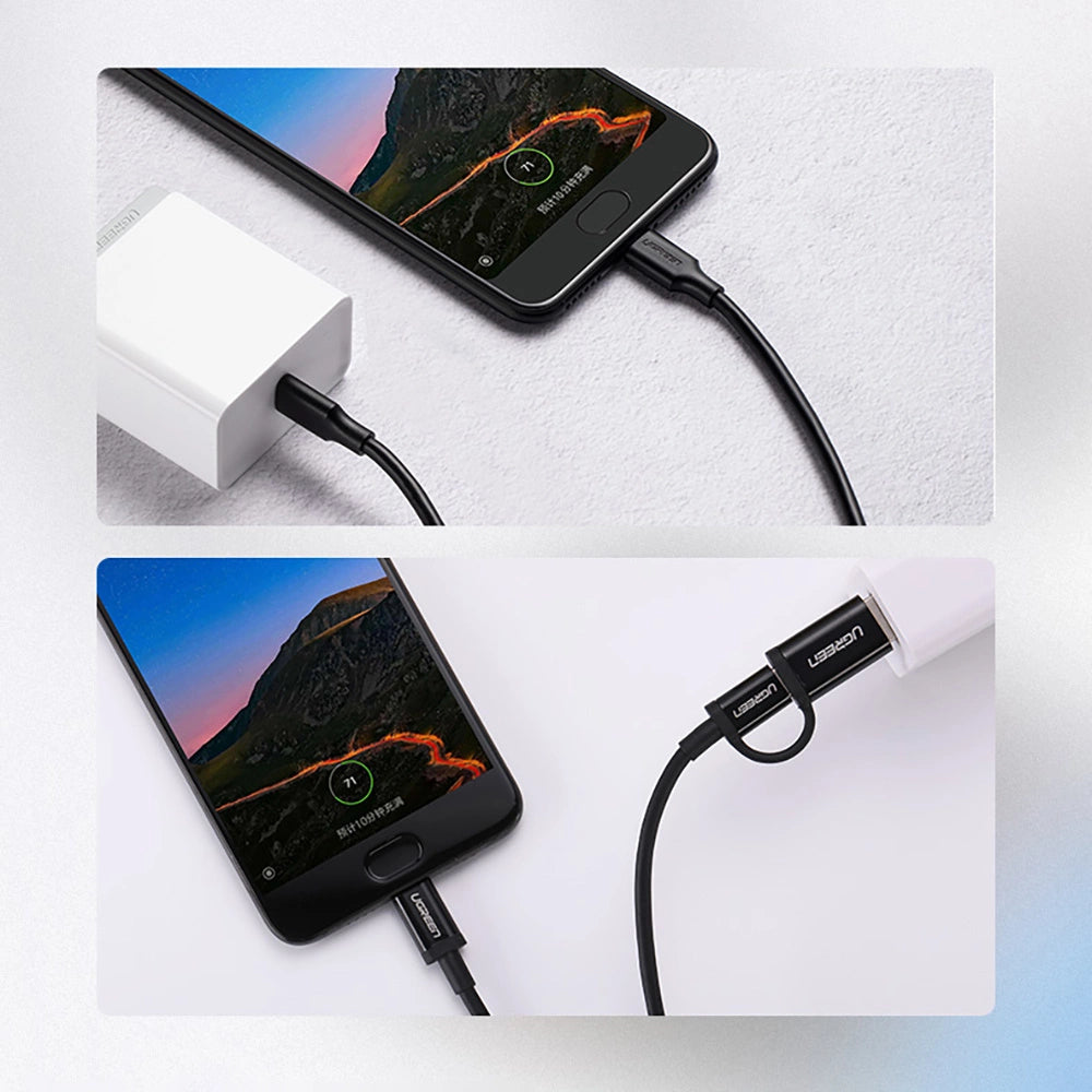 Grøn US286 USB-C - USB-C 3A 480Mb/s kabel 3m - sort