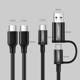 Grøn US286 USB-C - USB-C 3A 480Mb/s kabel 3m - sort