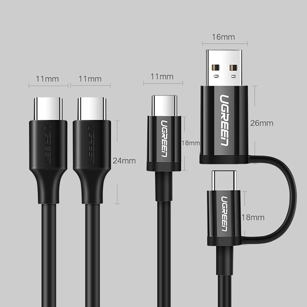 Grøn US286 USB-C - USB-C 3A 480Mb/s kabel 3m - sort