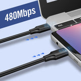 Grøn US286 USB-C - USB-C 3A 480Mb/s kabel 3m - sort