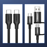 Grøn US286 USB-C - USB-C 3A 480Mb/s kabel 3m - sort