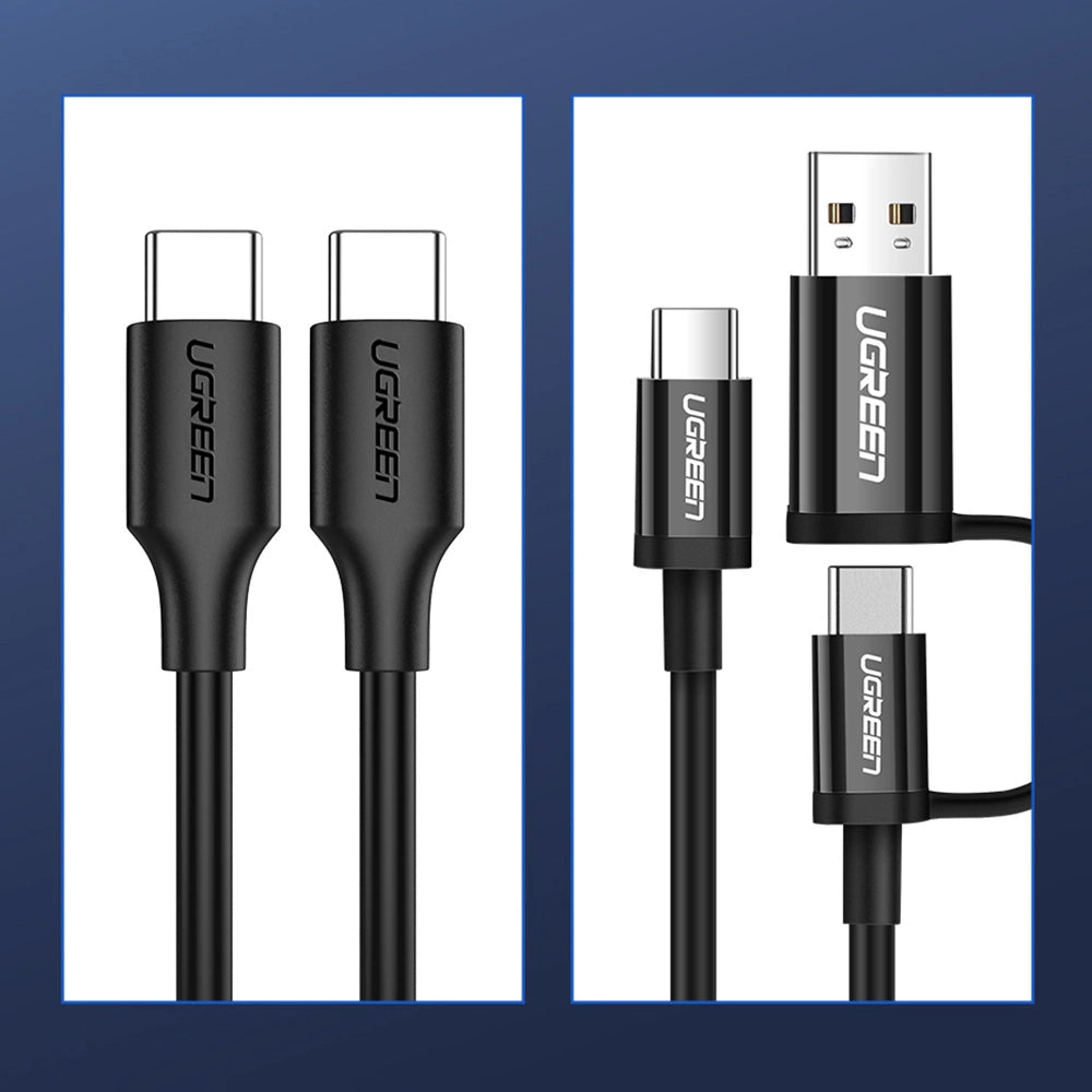 Grøn US286 USB-C - USB-C 3A 480Mb/s kabel 3m - sort